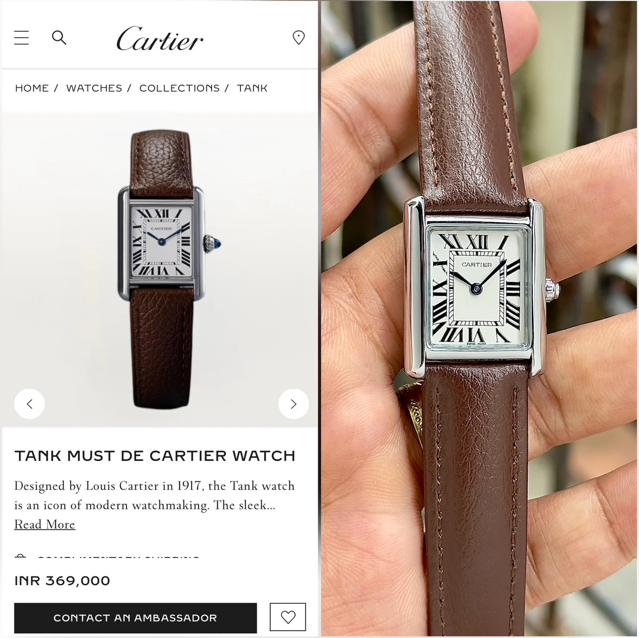 Cartier must de tank brown